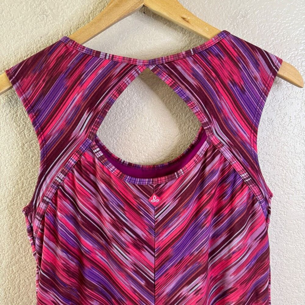Prana Athletic Sport Tank Dress Womens Small Purple Spacedye Calico Built In Bra - Picture 7 of 11